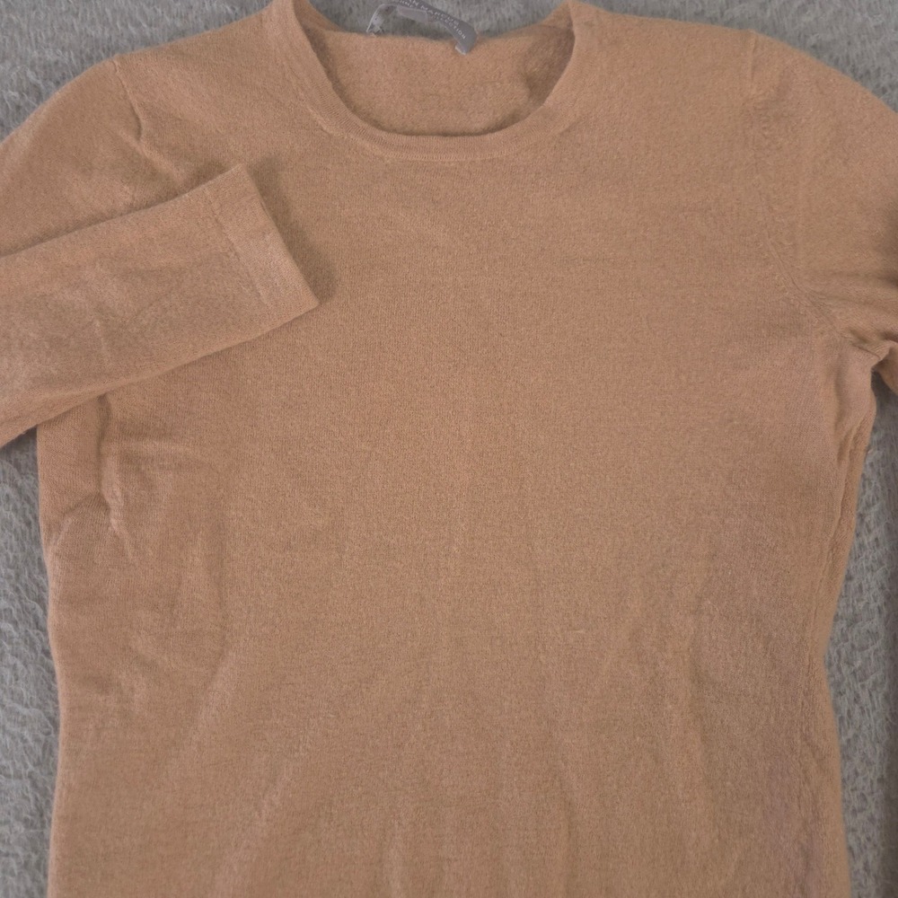 Neiman Marcus Sweater Womens S Tan 100% Cashmere Crew Neck Soft Luxury Pullover